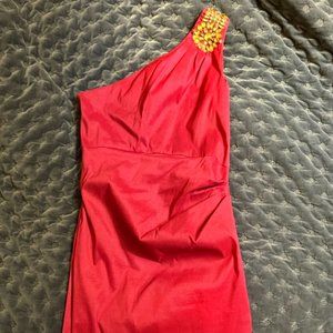 Badgley Mischka Collection Pink One-Shoulder Cocktail Dress
